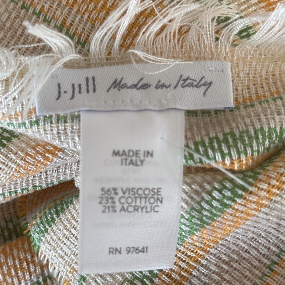NWT J. Jill Vanilla Mint Sriped Scarf Made in Italy - Picture 6 of 7
